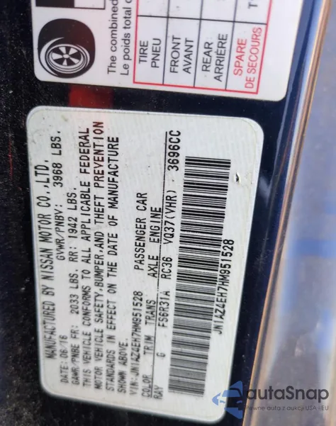 2017 Nissan 370Z Base из США, поврежденный, VIN JN1AZ4EH7HM951528